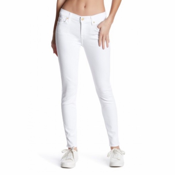 7 For All Mankind Denim - 7 For All Mankind White Ankle Straight Leg Jeans